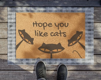 Hope You Like Cats Doormat, Cat Lover Gifts, Cat Welcome Mat Atomic Cat Gift, Funny Doormat, Funny Cat Gift Ideas Gift for Cat Owner