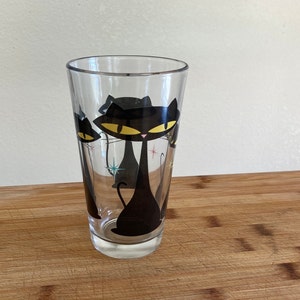 Atomic Black Cat Kitschy Black Cat Pint Glass, 16oz, Mid Century Modern Cats, MCM Art, Cat Lover Gift, Cat Dad Gifts