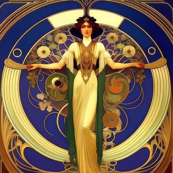 Stampa donna in stile Art Nouveau