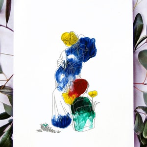 Lámina "Mujer viajera", Ilustración, Giclee