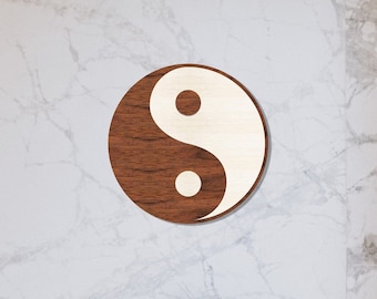 Yin Yang Wooden Wall Art, Natural Wood Veneer Zen Decor