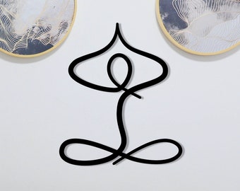 Yoga Minimalista Arte de Pared de Madera, Chapa de Madera Natural, Decoración Zen