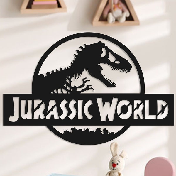 Jurassic World Personalized Wooden Wall Art, Natural Wood Veneer, Jurassic World Customized Wall Decor