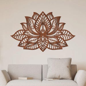 Lotus Blume Holz Wand Kunst, Großes Mandala Zen Dekor, Yoga Meditation Hängen