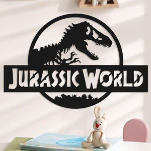 Jurassic World Personalized Wooden Wall Art, Natural Wood Veneer, Jurassic World Customized Wall Decor, Dinosaur Wall Decor