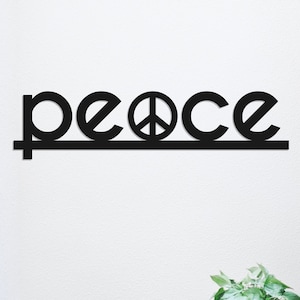 Peace Wooden Wall Art - Natural Veneer Wood Peace Sign Decor - Boho Rustic Wall Hanging for Home & Office