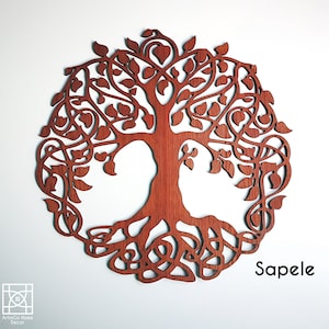 Tree of Life Wooden Wall Art, Natural Wood Veneer, Celtic Rope Knot Tree, Tree of Life Wall Decor, Infinity Tree