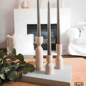 Handcrafted Wooden Candle Holders Set of 3, Minimalist Wooden Design, Wooden Candlesticks, Candle Holders for a Cozy Ambience