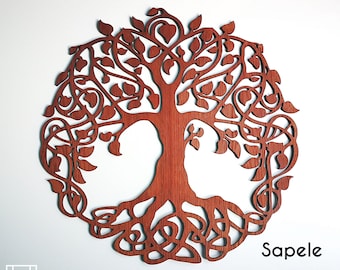 Tree of Life Wooden Wall Art, Natural Wood Veneer, Celtic Rope Knot Tree, Tree of Life Wall Decor, Infinity Tree