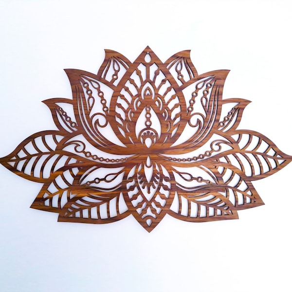 Lotus Flower Wooden Wall Art | Natural Wood Veneer | Mandala Wall Art | Yoga Wall Decor | Zen Home Decor