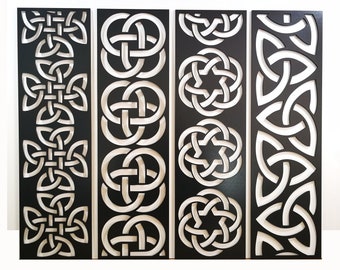 Celtic Rope Knot 4 Panels Arte mural de madera, decoración de pared irlandesa