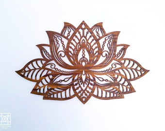 Lotus Flower Wooden Wall Art | Natural Wood Veneer | Mandala Wall Art | Yoga Wall Decor | Zen Home Decor