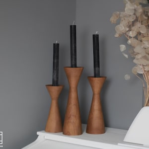 Handcrafted Wooden Candle Holders Set of 3, Minimalist Wooden Design, Wooden Candlesticks, Candle Holders for a Cozy Ambience
