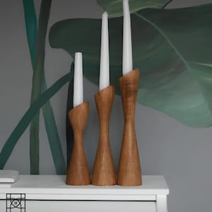 Handcrafted Wooden Candle Holders Set of 3, Minimalist Wooden Design, Wooden Candlesticks, Candle Holders for a Cozy Ambience