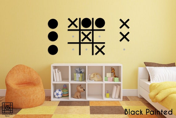 Tic Tac Toe Wooden Wall Game, Natural Wood Veener, Nursery Wall Art, Games for Family, Noughts and Crosses Game