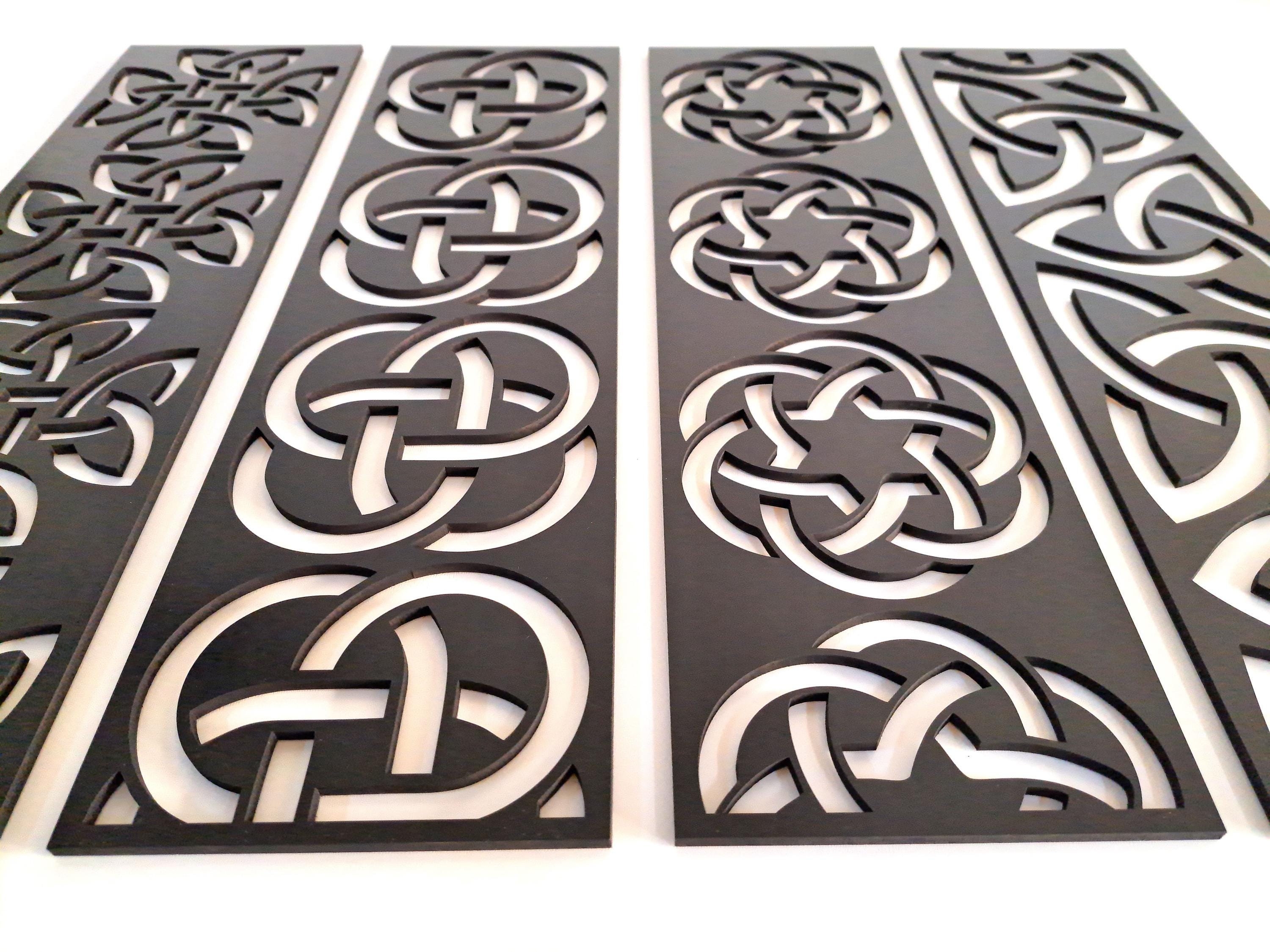 Celtic Knot Wooden Wall Art Set, Geometric Irish Decor - Etsy