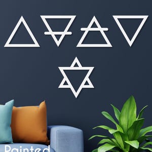 5 Elements Minimalist Zeichen Holzwandkunst, Naturholzfurnier, Vier Elemente Wanddekor, 4 Elemente Wanddekor