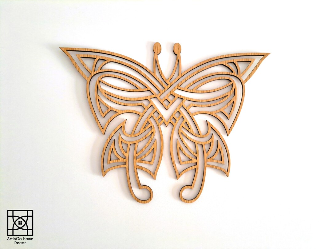 Celtic Butterfly Wooden Wall Art, Natural Wood Veneer, Irish Wall Decor