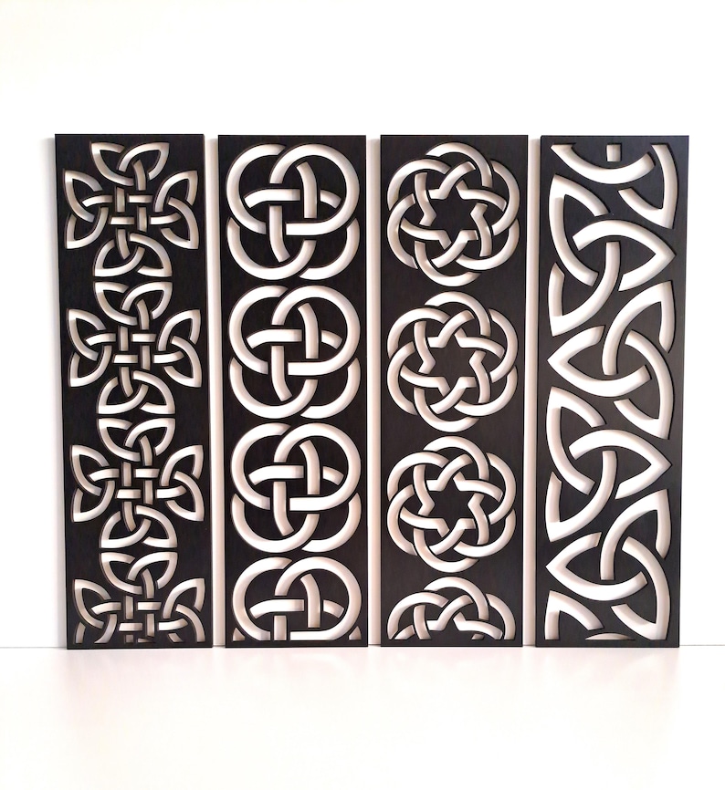 Celtic Knot Wooden Wall Art Set, Geometric Irish Decor - Etsy