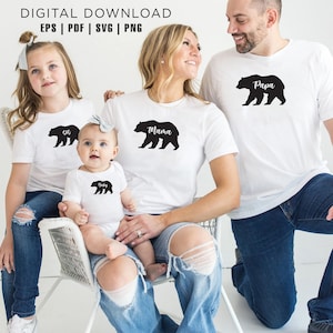 Ensemble familial d’ours, famille d’ours svg, maman ours svg, Nana ours svg, papa ours svg, bébé ours svg, papa ours svg,