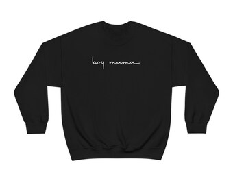 Sudadera Boy Mama, sudadera de cuello redondo para mamás a la moda, corte unisex.