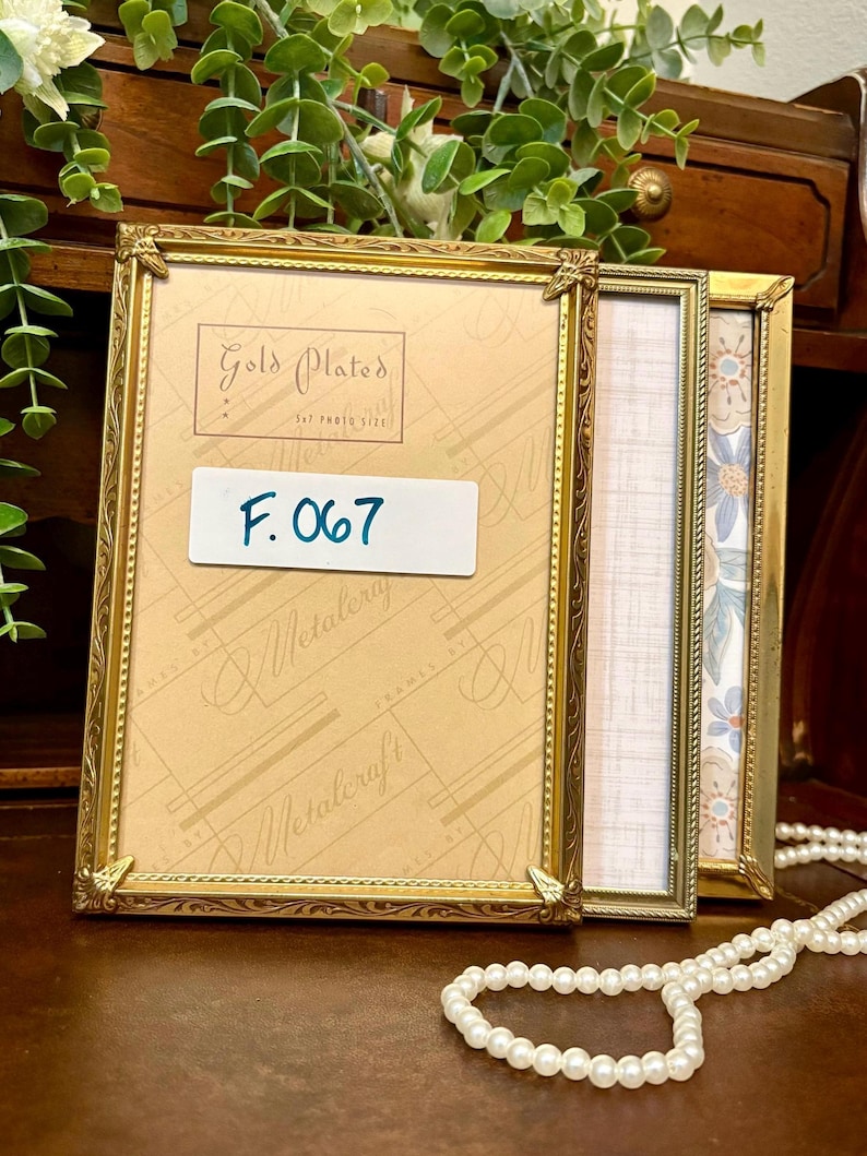 Vintage 5x7 Gold Metal Embossed Ornate Picture Frames Mid Century MCM ...