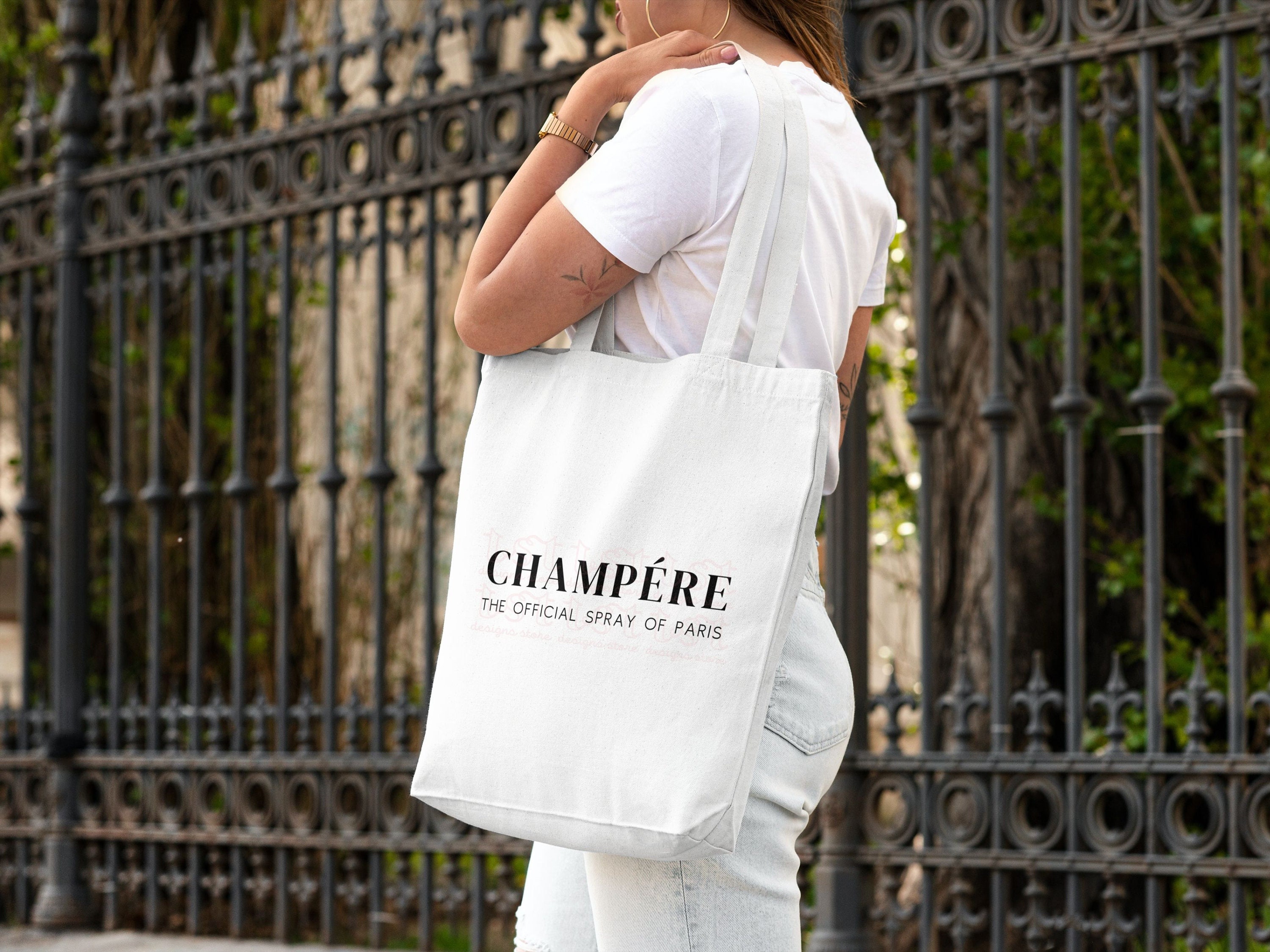 Emily in Paris Inspired Champere Canvas Tote Bag | Official Spray of Paris  Champagne Cotton Tote | Fan Gift for Her