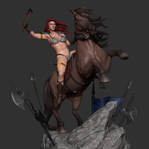 Red Sonja Horse Warrior Figure Statue 3d Model 3d Paint 3d Printer stl files