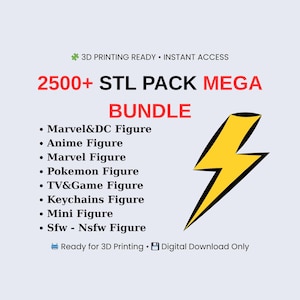 Pacchetto da 2500 STL / Anime, Marvel, Pokemon, portachiavi, minifigure / Mega pacchetto stampabile in 3D / Accesso a Google Drive
