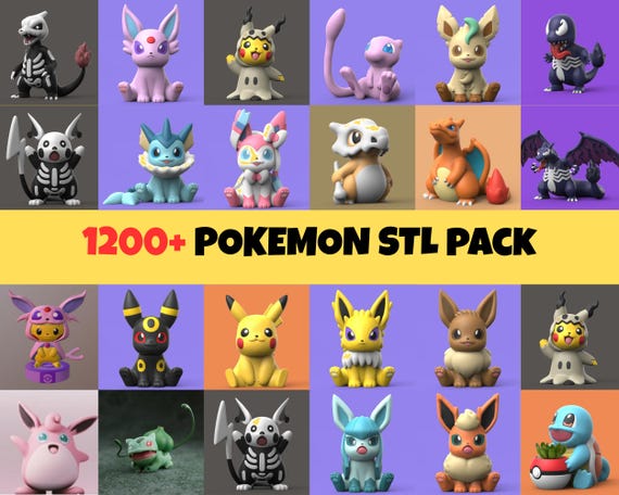 1200 Pokemon STL Pack | Pokemon Miniatures | STL Bundle Packs | STL File for 3D Print | Digital Print | Google Drive Access