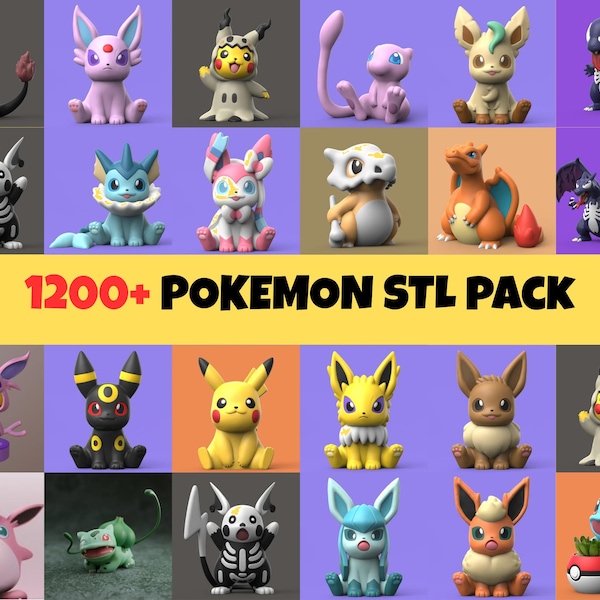 1200 Pokémon STL-paket | Pokémon-miniatyrer | STL-paket | STL-fil för 3D-utskrift | Digital utskrift | Google Drive Access