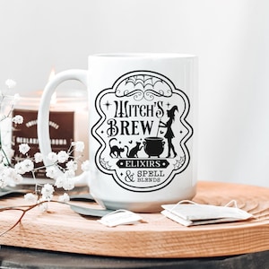 Witchy Apothecary Ceramic Mug 15oz -Witchy Mug-Kitchen Witch-Boho Mug-Halloween Mug- Mystical Mug-Witch Mug-Witches Elixir-Witches Brew