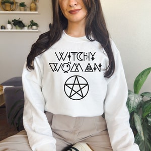 Witchy Sweatshirt-Witchy Woman Sweatshirt,Pentagram Pagan Sweatshirt,Halloween Sweatshirt, Witchy Clothing,Witchy Vibes,Witchy Aesthetic