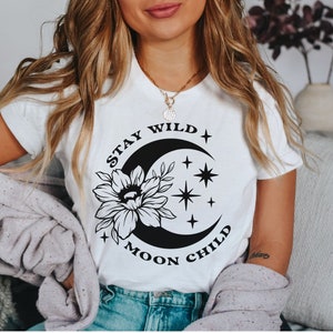 Witchy Unisex Jersey Short Sleeve Tee - Stay Wild Moon Child T-Shirt - Boho Shirt - Moon T-Shirt - Spiritual Shirt - Crytal Shirt