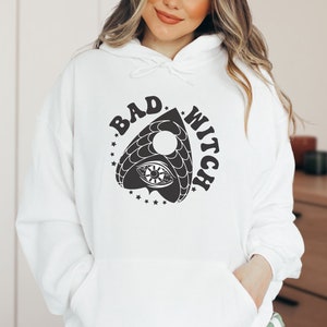 Witchy Unisex Hooded Sweatshirt-Halloween Sweatshirt,Witchy Clothing,Bad Witch Sweatshirt,Ouija Planchette Witchcraft Shirt,Witchy Vibes