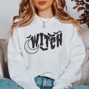 Witchy Sweatshirt-Witchy Vibes Shirt,Witch and Moon Shirt,Spiritual Boho Mystical Sweatshirt,Halloween Sweatshirt,Witch Sweatshirt,Fall Tee
