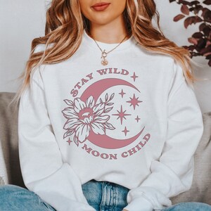 Witchy Sweatshirt-Witchy Boho Mystical Hippie Sweatshirt,Mystical Shirt,Halloween Sweatshirt,Stay Wild Moon Child Shirt,Boho Sweatshirt