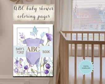Boy Baby Shower ABC Coloring Book-Digital Download | Baby's First Alphabet Keepsake | Baby Shower Activity Game A-Z
