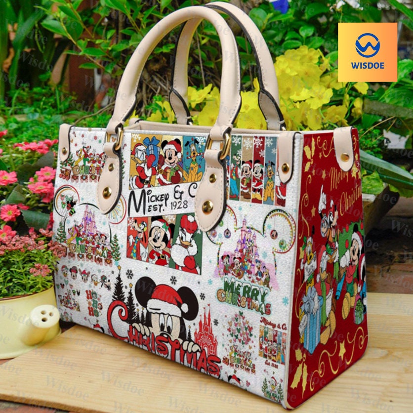Discover Mickey Merry Christmas Women Leather Bag Handbag