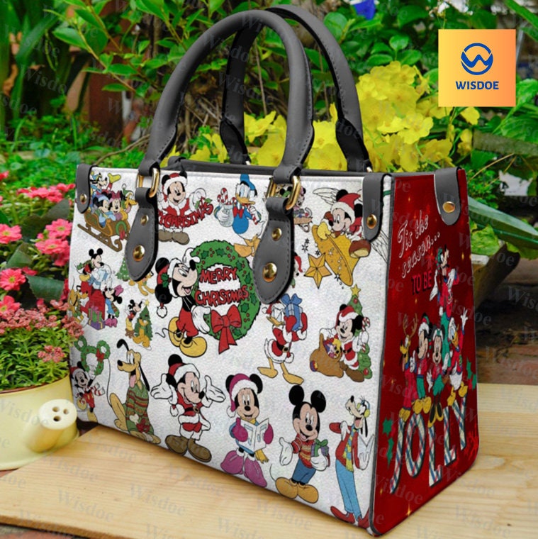Discover Christmas Mickey Women Leather Bag Handbag, Mickey Bags