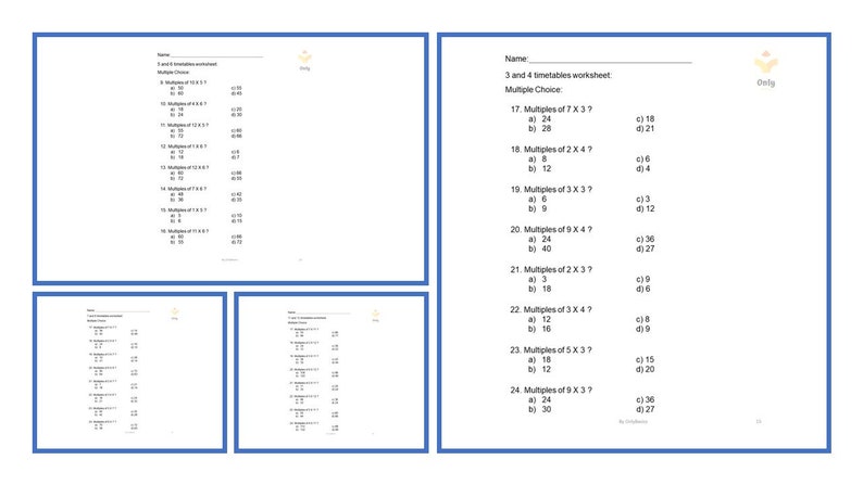 Printable Multiplication Worksheets for Grade 3 Kids - Etsy