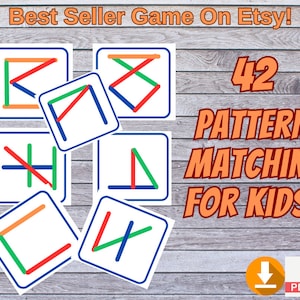 Pattern Matching, Problem Solving, Busy Bag Popsicle Sticks Shapes Activity Game for Toddlers, PDF Download