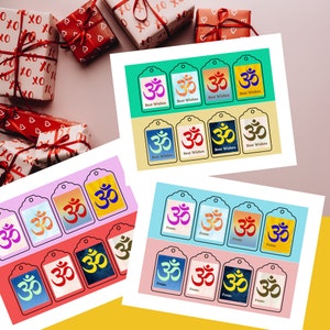 24 Etichette regalo stampabili con design Om, cartoline digitali, decorazioni regalo