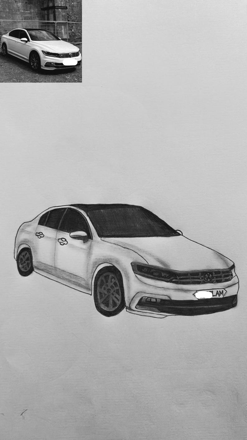 Graphite Car Drawin Custom Graphite Car Portrait - Etsy