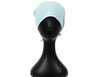 Gorro quirúrgico de algodón ajustable con estampado de cuadros para trabajadores sanitarios
