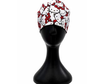 Gorro quirúrgico Kitty / Gorro de enfermera hecho a mano / Gorro quirúrgico ajustable / Gorro quirúrgico para mujer / Regalo para trabajadores de la salud / Gorro de enfermera con estampado de guepardo