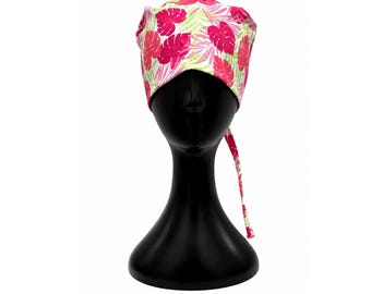Gorro quirúrgico floral / Gorro de enfermera de algodón ajustable, accesorio para trabajadores de la salud