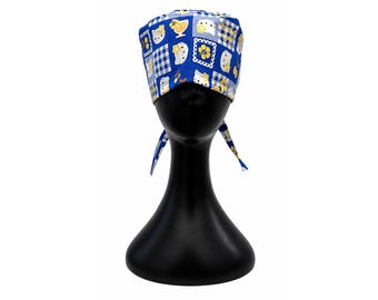 Gorro quirúrgico con estampado de gatitos de Hong Kong / Gorro de enfermera de algodón ajustable para trabajadores de la salud