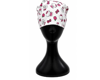 Gorro quirúrgico de dibujos animados / Gorro de enfermera hecho a mano / Gorro quirúrgico ajustable / Gorro quirúrgico para mujer / Regalo para trabajadores de la salud / Gorro de enfermera con estampado de gatito de Hong Kong