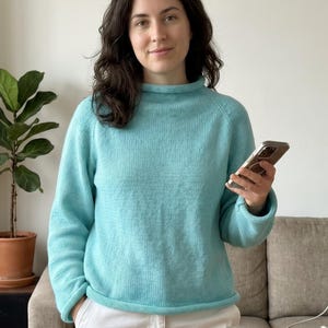 Easy Raglan Sweater Knitting Pattern (PDF Download), Roll Neck Jumper, Unisex Loose Fit
